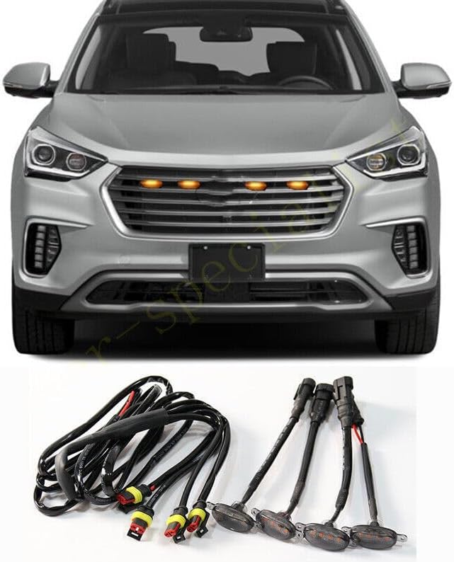 ya 14 9.20 zhengce 4pcs for Hyundai Santa Fe 2013-18 Front Grille LED Light Raptor Style Smoky-1