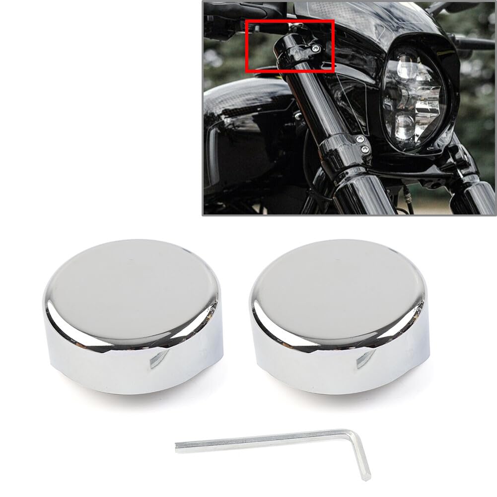 ya 6 8.14 Chrome Upper Fork End Caps for Harley Softail Breakout FXBR FXBRS 2018 2019-2023