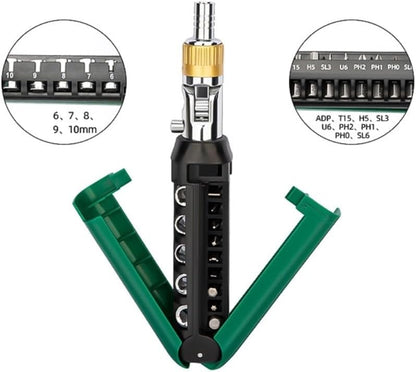 ya 26 10.21 baidi Adjustable Angle Ratcheting Screwdriver 14 Interchangeable Tip Carbon Steel Tool