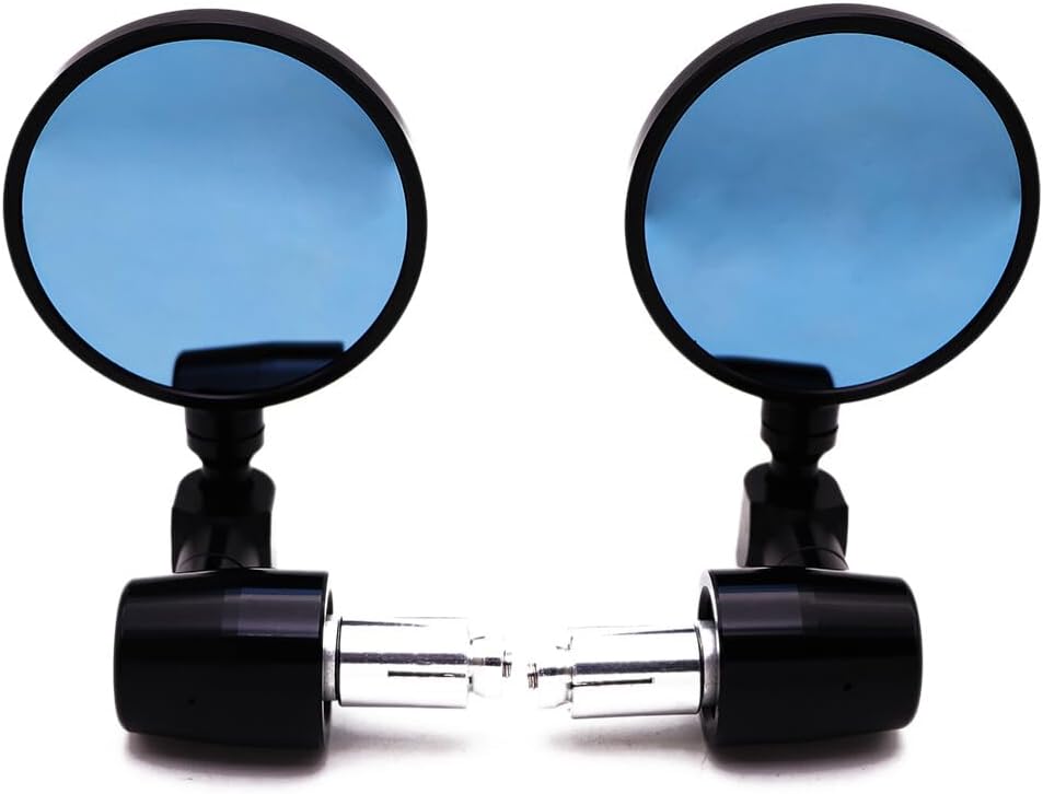ya 2 8.15 Motorcycle Black 7/8 Handle Bar End CNC Aluminum 3 Round Rearview Side Mirror