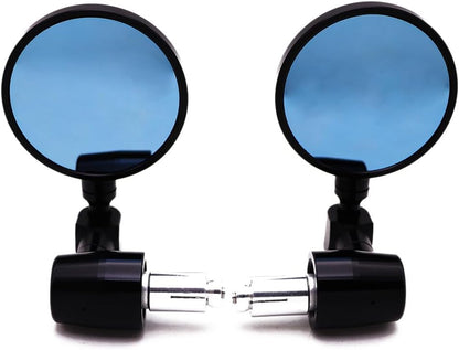 ya 2 8.15 Motorcycle Black 7/8 Handle Bar End CNC Aluminum 3 Round Rearview Side Mirror