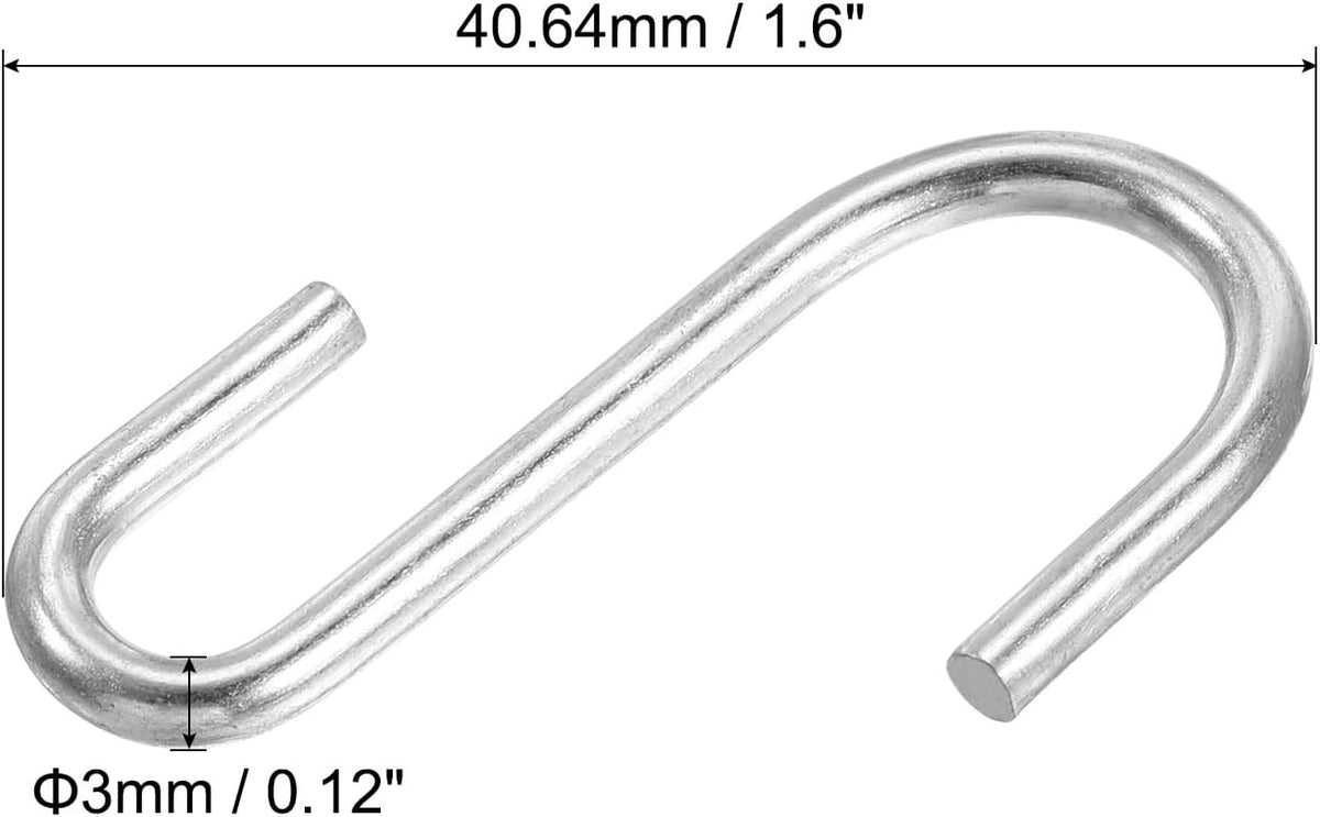ya 26 10.21 baidi 1.6 S Shaped Hooks, 6 Pack Multipurpose S Hanging Hooks, Silver Tone
