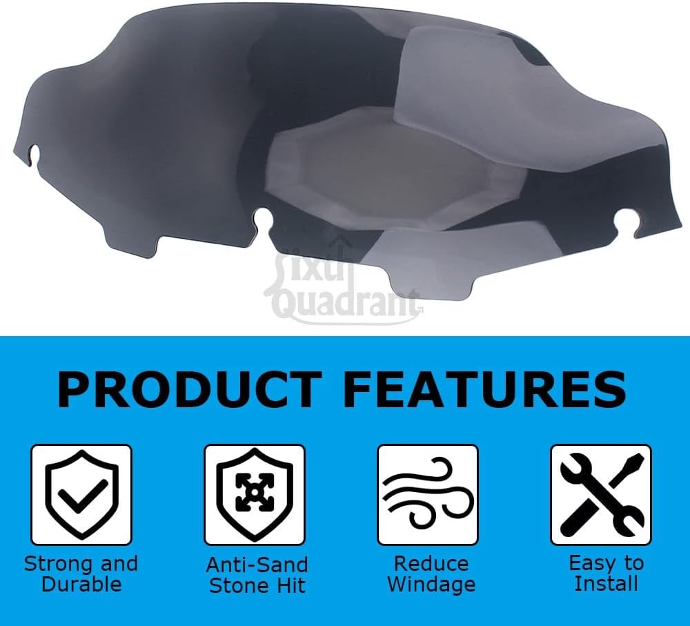 ya 23 10.7 baidi 6 Light Smoke Wave Windshield Windscreen for Harley Touring Electra Glide 96-13a