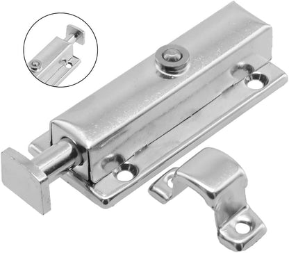 ya 26 10.21 baidi 4inch Chrome Plated Door Sash Security Bolt Button Open Spring Lock Latch