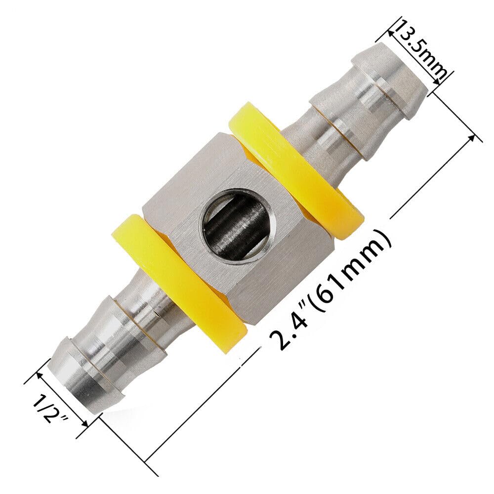 ya 2 8.15 1/2'' Fuel Line Fuel Pressure Gauge Sensor T-Fitting Adapter Stainless Steel