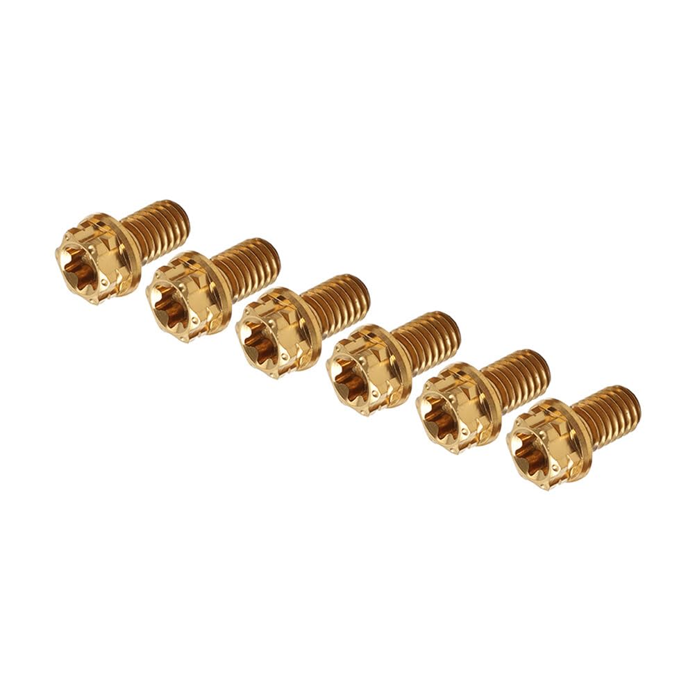 ya 9 10.24 6pcs Bolts Torx Head Flange Screws M6x35mm for Motorcycle Bicycle Gold