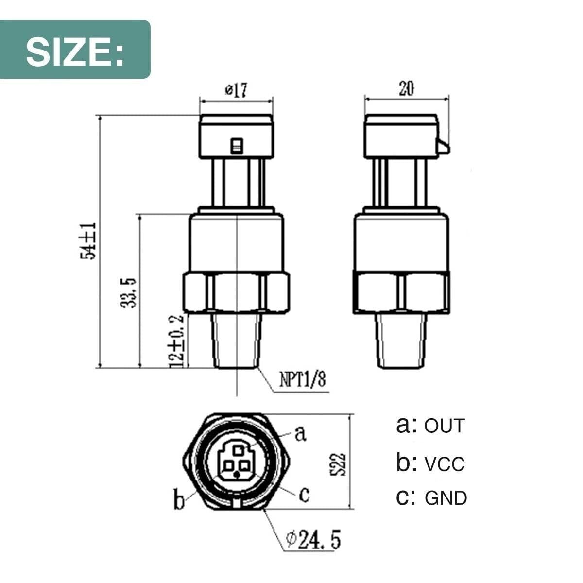 ya 8 8.24 baidi 150 psi 1/8 NPT Stainless Steel Pressure Sensor for Oil and Gas Fuel Gas 