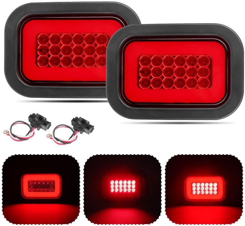 ya 10 9.16 zhengce 2x 42-LED Red Rectangular Tail Lights With Pigtails Universal 12V Trailer T