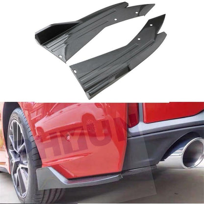ya 2 8.15 2PCS Glossy Carbon Fiber Color Car Bumper Spoiler Rear Lip Side Skirt Extension