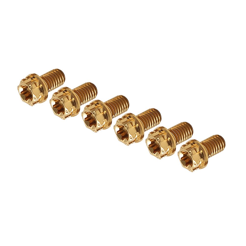 ya 9 10.24 6pcs Bolts Torx Head Flange Screws M10x10mm Gold for Motorcycle Bike
