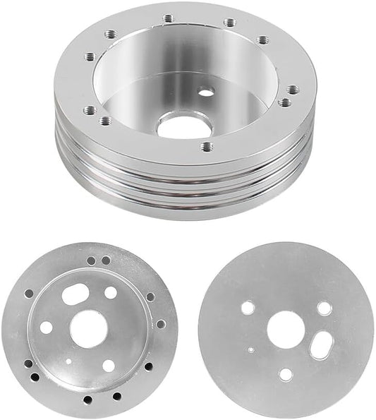 ya 4 8.8.2 5&6 Hole Steering Wheel Polishe Hub Adapter Flaming River Ididit Universal for Chevrolet Silver 
