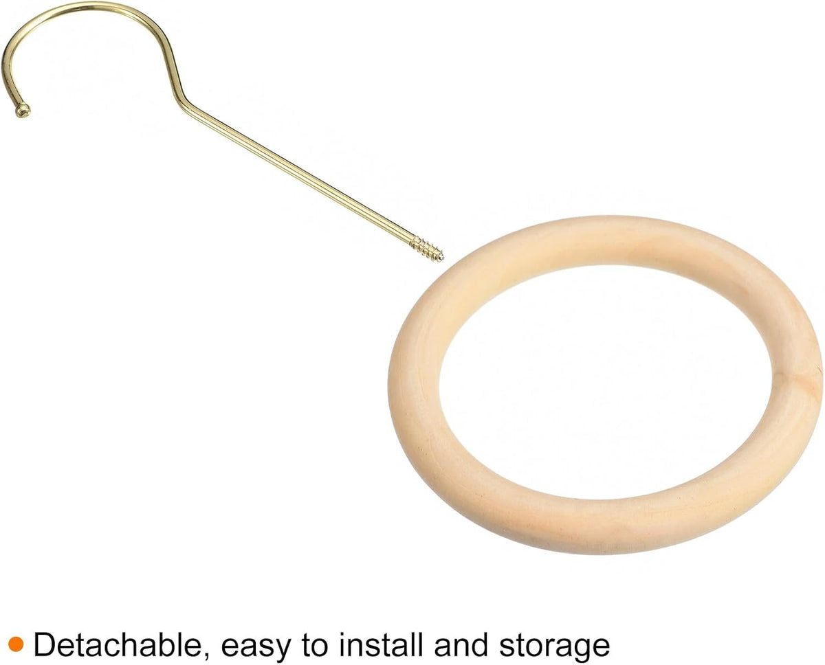 ya 26 10.21 baidi 4.7 Inch Scarf Ring Hanger Wooden Circle Scarf Holder, 15cm Length Hook Gold
