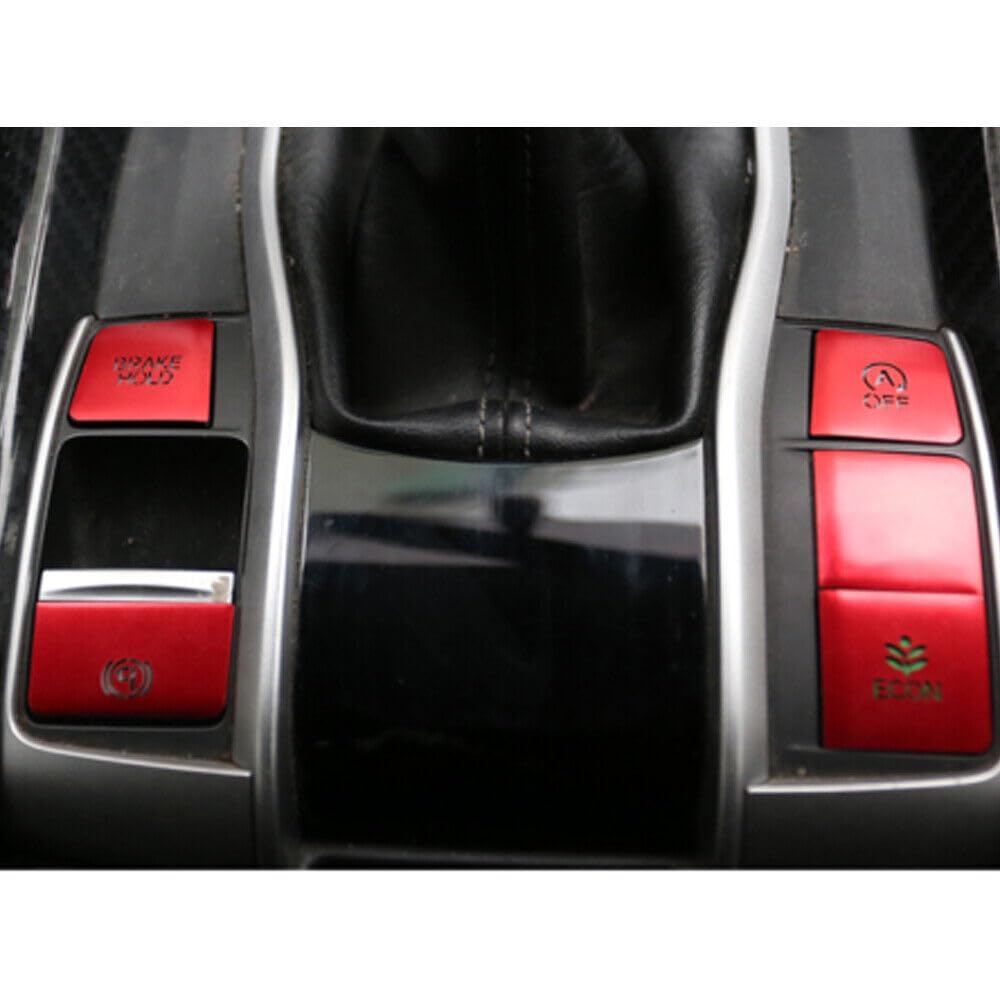 ya 8 8.24 baidi 5Pcs RED Aluminum Gear Shift Panel Button Switch Cover for Honda for Civic 2016-2021