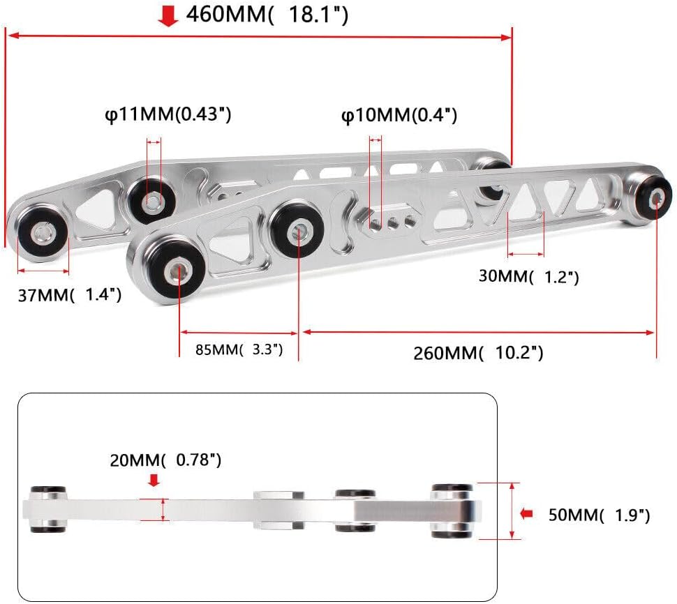 ya 13 9.15 baidi 6x Front Upper Lower Control Arms w Rear Camber Kit for Honda for Civic EK 1996-2000