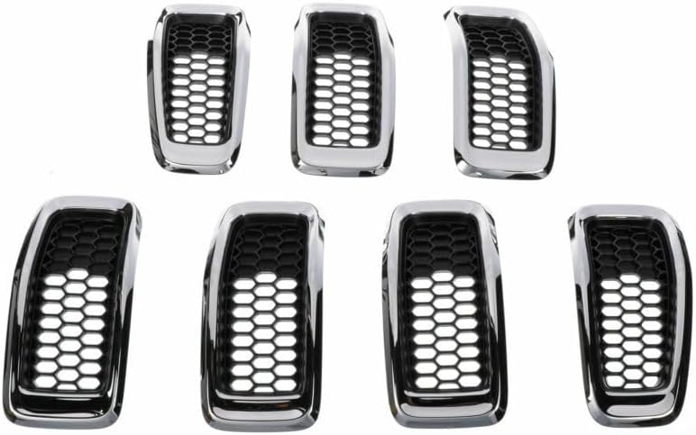 ya 2 8.15 7-piece Front Grille Insertion kit Chrome Black Suitable for 2014-2018 for Jeep Cherokee O