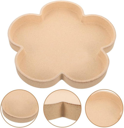 ya 5 8.10 Pot Flower-shaped Tray Office Table Decorative Wood Tea Serving Food