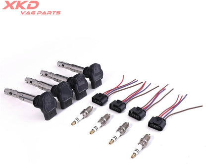 ya 9 10.24 4X 1.8T 2.0T Ignition Coil Spark plug Kit Fit for VW CC for Golf for Passat for Audi A4 A6