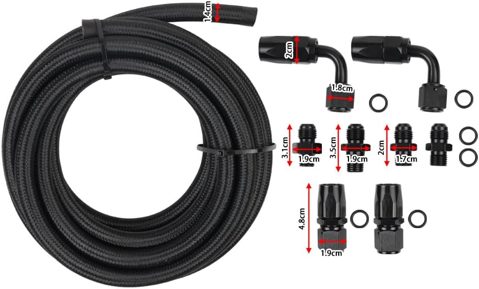 ya 10 9.16 baidi Automatic Transmission Cooler Line Kit 6AN Hose Line Kit Fit For 4L60E 4L65E Blk