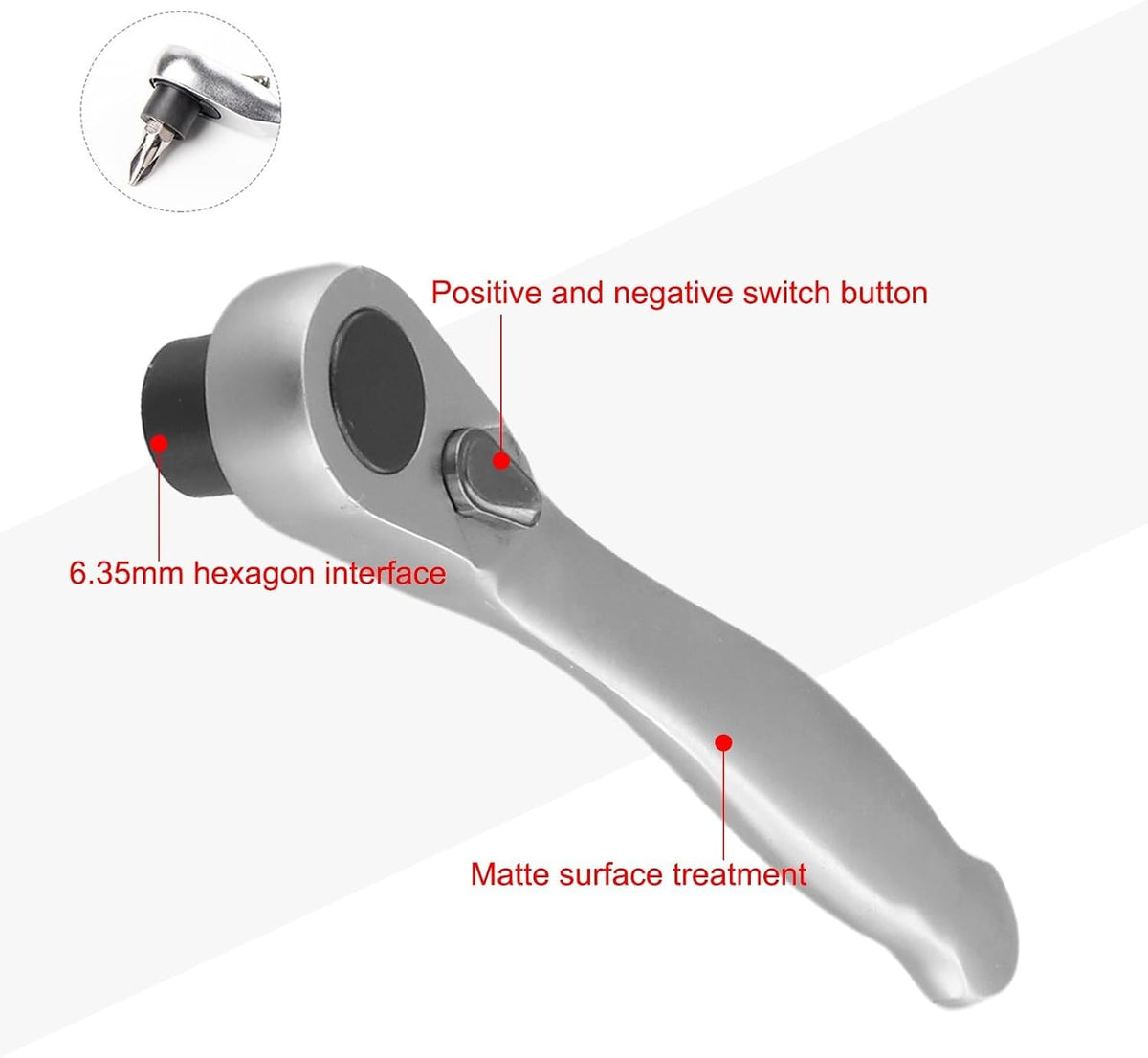 ya 14 9.20 baidi 1/4 Head Square Ratchet Socket Wrench Hex Bit 9.5cm Driver Screwdriver 72 Tooth-1