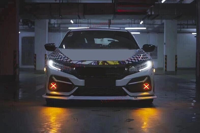 ya 4 8.10 2 * LED white front fog light and red daytime running light suitable for Honda 2016-2021 Civic