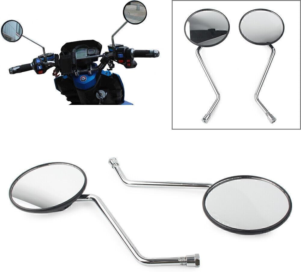 ya 6 8.14 for Suzuki Pair 10mm Motorcycle Rear View Rearview Side Round Mirrors Universal