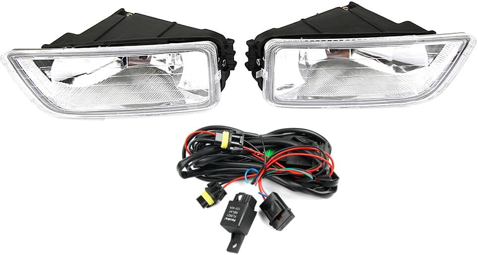 ya 4 8.10 2pcs Front Fog Light + Wire Switch Transparent Set for Honda for Accord 2003-2007