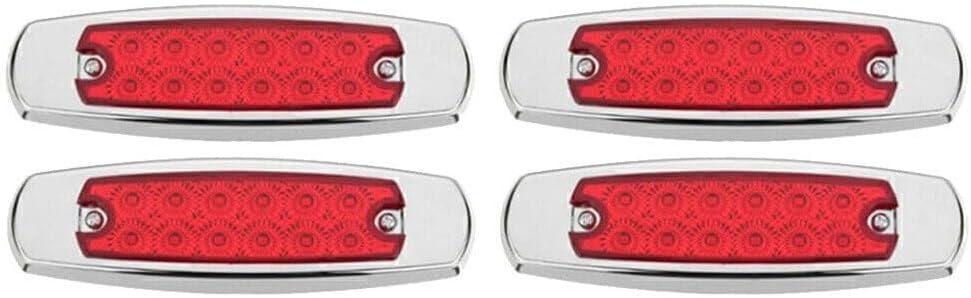 ya 4 8.8 4-Red 12 LED Sealed Side Marker Clearance Light Fish Shape Truck Trailer 12V