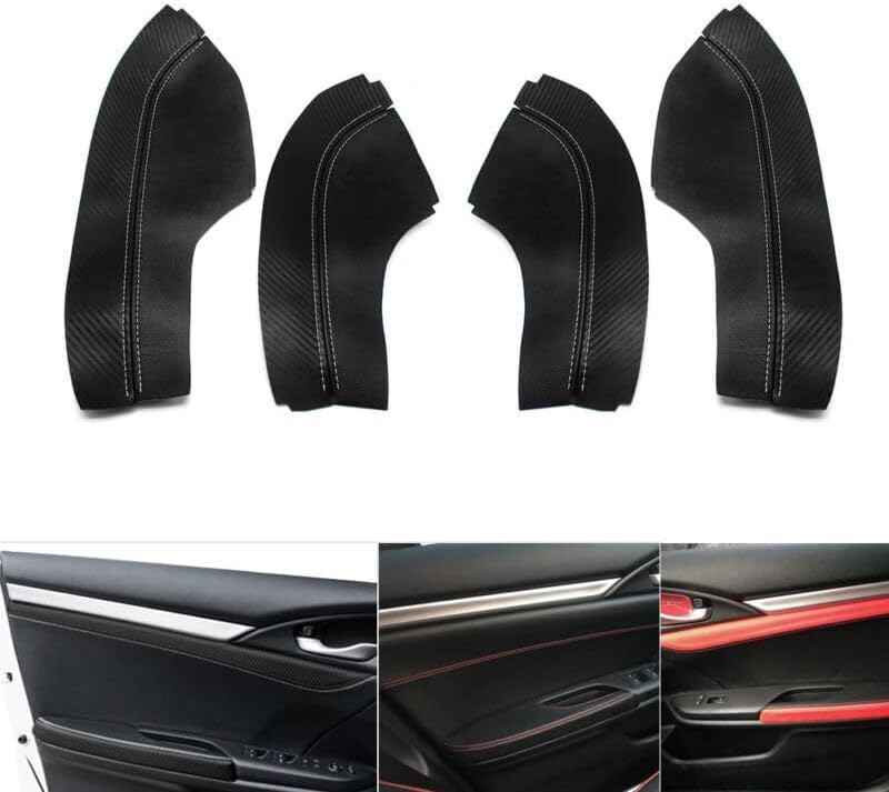 ya 2 8.15 4pcs Leather Door Panel Modified Armrest Cover for Honda Civic No.10 2016-2020 