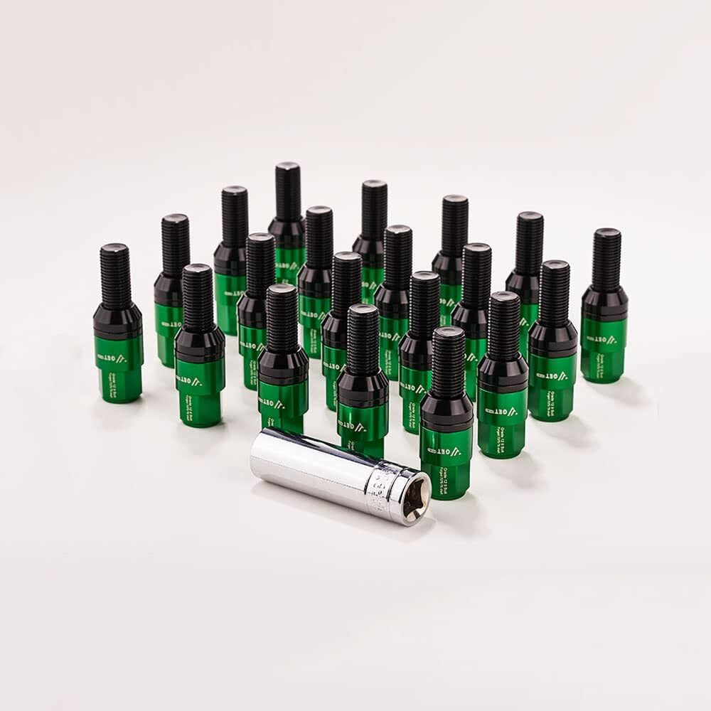 ya 10 9.16 baidi 20 Pack Green M14x1.5 Wheel Lug Bolts Tapered for SEAT Studs 35 Shank Suitable for Most Aftermarket -