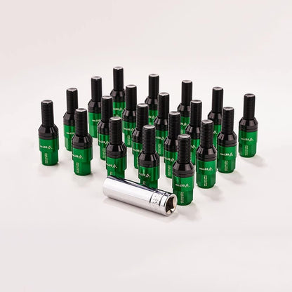 ya 10 9.16 baidi 20 Pack Green M14x1.5 Wheel Lug Bolts Tapered for SEAT Studs 35 Shank Suitable for Most Aftermarket -