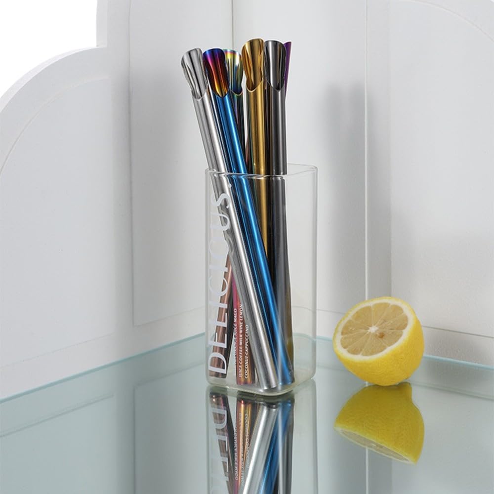 ya 14 9.20 baidi 4 Pcs Stainless Steel Straw Metal Smoothie Straws Re ble Stirrer-2