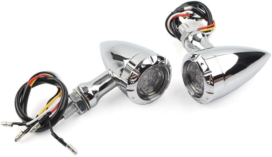 ya 4 8.8.2 For Harley Silver Motorcycle LED Red/Amber Brake Blinker Turn Signal Tail Light