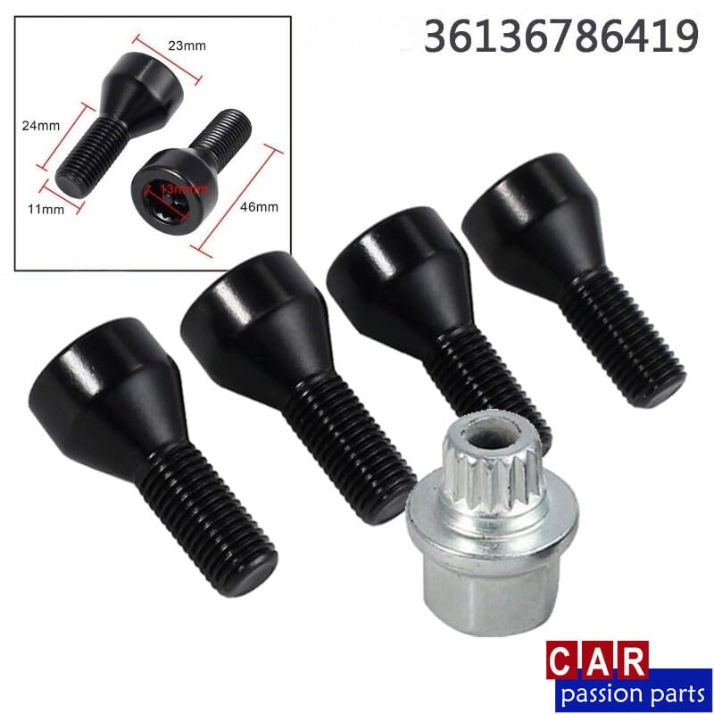 ya 5 8.10 Wheel Lock Set Black Lug Bolts for BMW E32 E34 3 5 7er & for Mini 36136786419