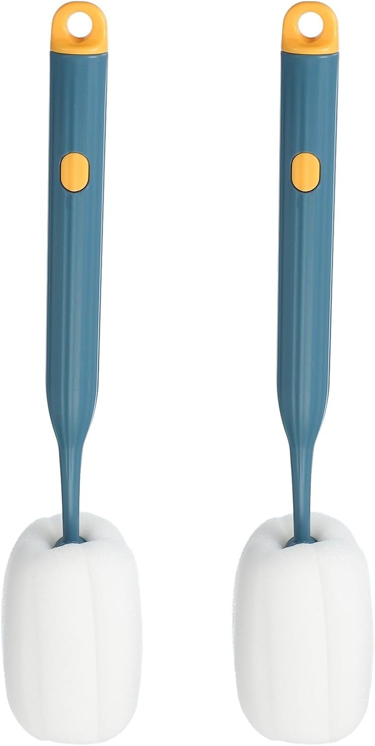 ya 26 10.21 baidi 2 Pcs 10.7 Inch Bottle Cleaner Brush Soft Spon Plastic Handle Dark Blue
