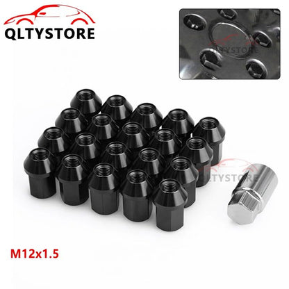 ya 10 9.16 baidi M12x1.5 16Pcs 35mm Close End Lug Nuts + 4Pcs Anti Theft Wheel Lock Nut Alumi Blk