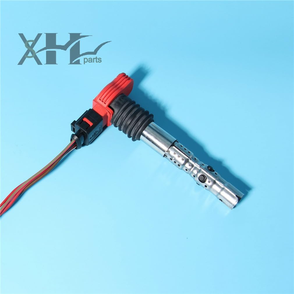 ya 9 10.24 New 4-piece red ignition coil and plug kit for Audi A4, B6, B7, A6, C5, A8, D3 3.0 V6-