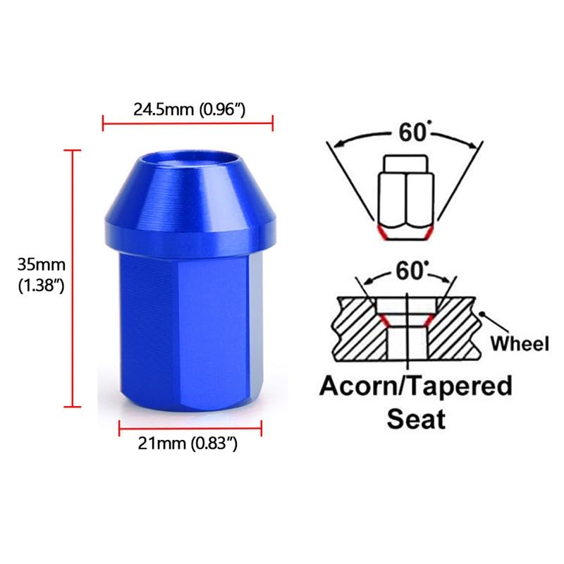 ya 10 9.16 baidi M12x1.5 16Pcs 35mm Close End Lug Nuts + 4Pcs Anti Theft Wheel Lock Nut Aluminum
