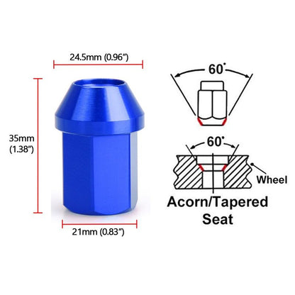 ya 10 9.16 baidi M12x1.5 16Pcs 35mm Close End Lug Nuts + 4Pcs Anti Theft Wheel Lock Nut Aluminum