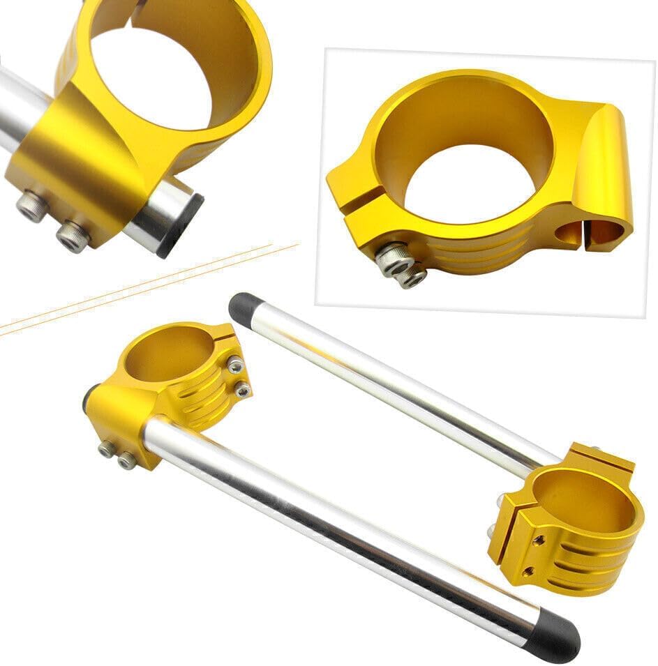 ya 4 8.14 for Ducati 848/1098/1198 Golden 2x CNC 53mm Clip On Ons Handle Bars