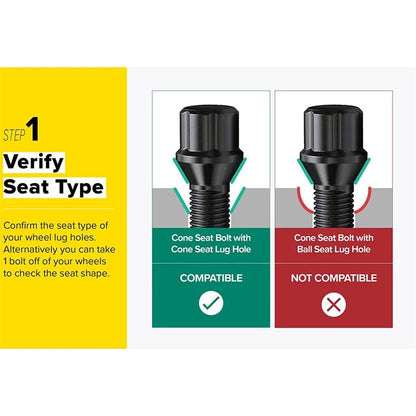 ya 10 9.16 baidi 20x M14x1.5 Wheel cam Bolts 35mm Shank Tapered for SEAT Studs Suitable for Most aftermarket