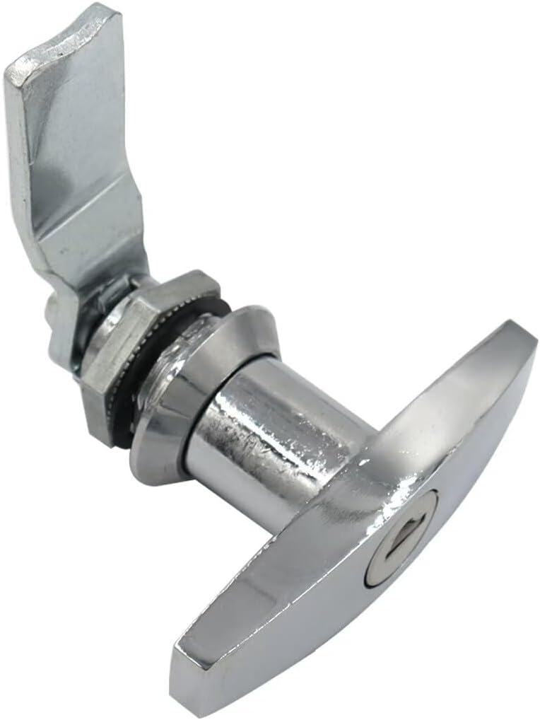 ya 10 9.16 baidi Silver T-Handle Door Cover Latch w/ 2 Keys Lid Lock for Truck RV Shell Camper F