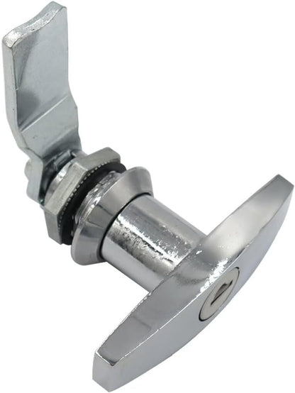 ya 10 9.16 baidi Silver T-Handle Door Cover Latch w/ 2 Keys Lid Lock for Truck RV Shell Camper F