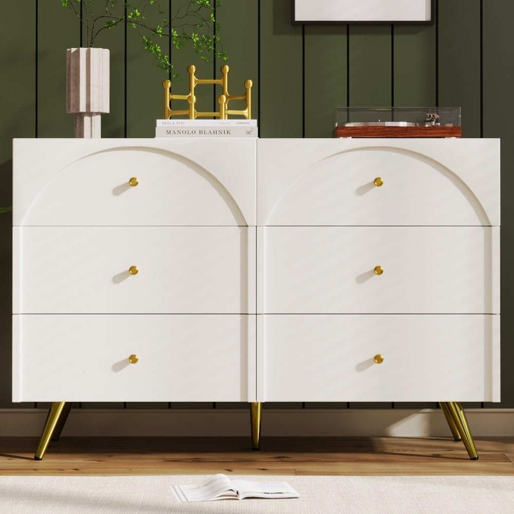 ya 28 10.13 baidi 6-Drawer Modern Dining Cabinet - Metal Foot,Large Storage for Dining/Kitche