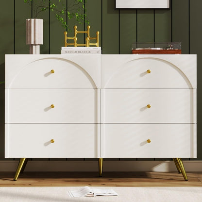 ya 28 10.13 baidi 6-Drawer Modern Dining Cabinet - Metal Foot,Large Storage for Dining/Kitche