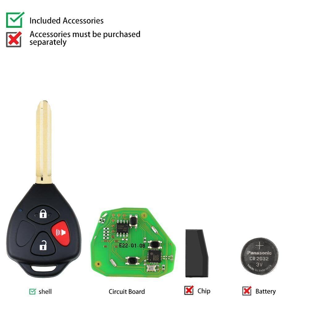 ya 3 8.24 baidi 5X Universal Wire Remote Key for Toyota Style Flat Right 3 Button XKTO04EN