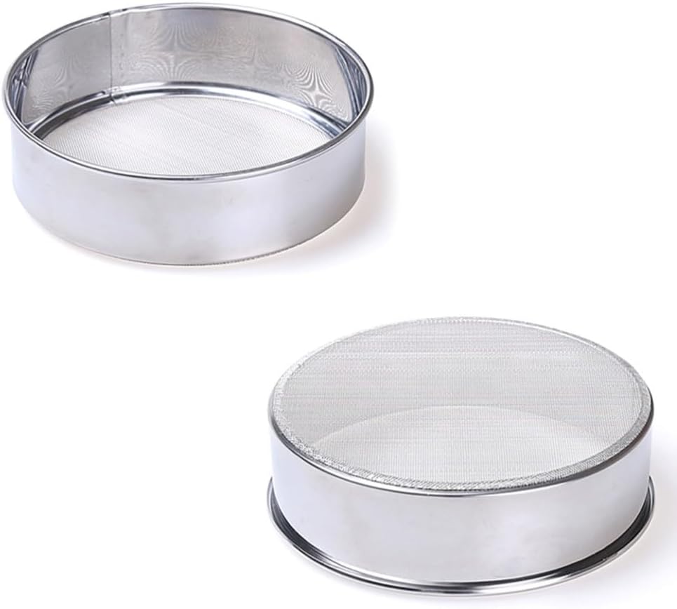 ya 14 9.20 baidi 2 Pcs Flour Sieve Steel Round Stainless Sifter Fine Mesh Strainers-1