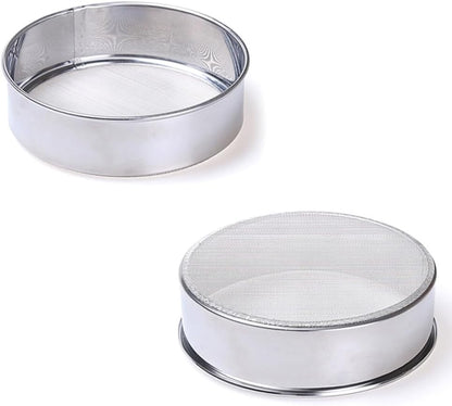 ya 14 9.20 baidi 2 Pcs Flour Sieve Steel Round Stainless Sifter Fine Mesh Strainers-1