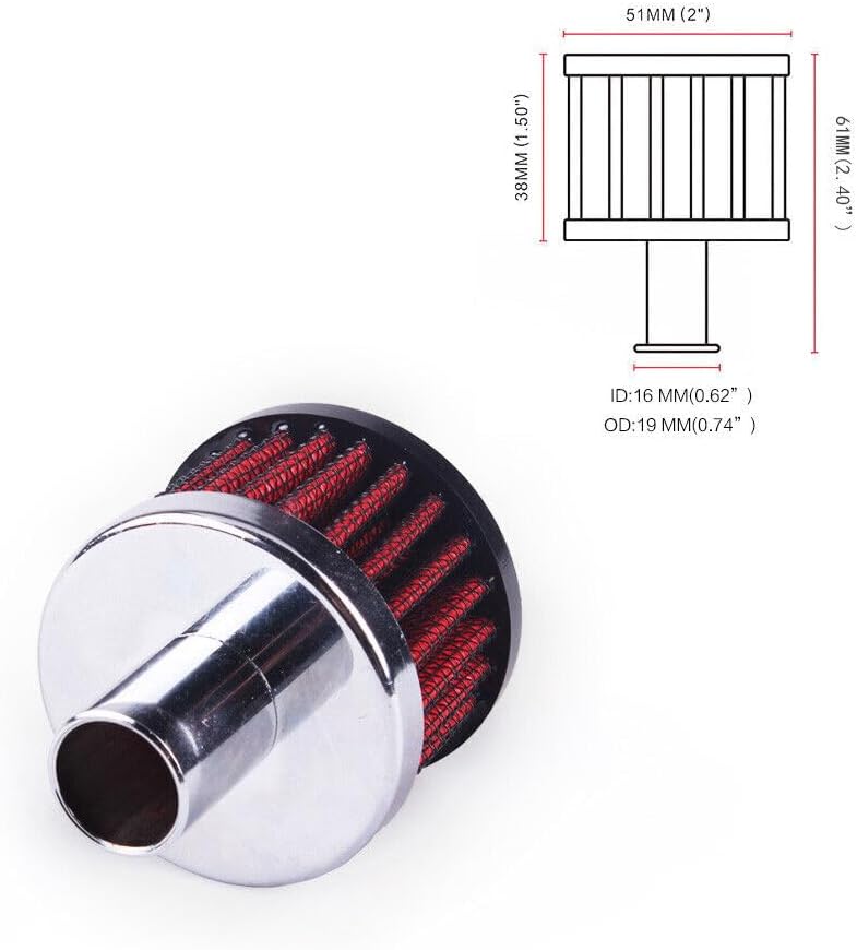 ya 13 9.15 baidi 2PCS 16mm 3/4 Inch Inlet Air Intake Crankcase Breather Filter Clamp-On Chrome