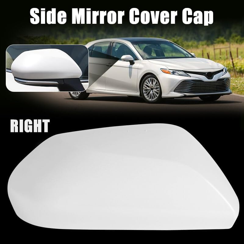 ya 11 9.14 baidiPassenger Right Side Wing Mirror Cover Cap White Fit for Toyota CAMRY 2018-2023