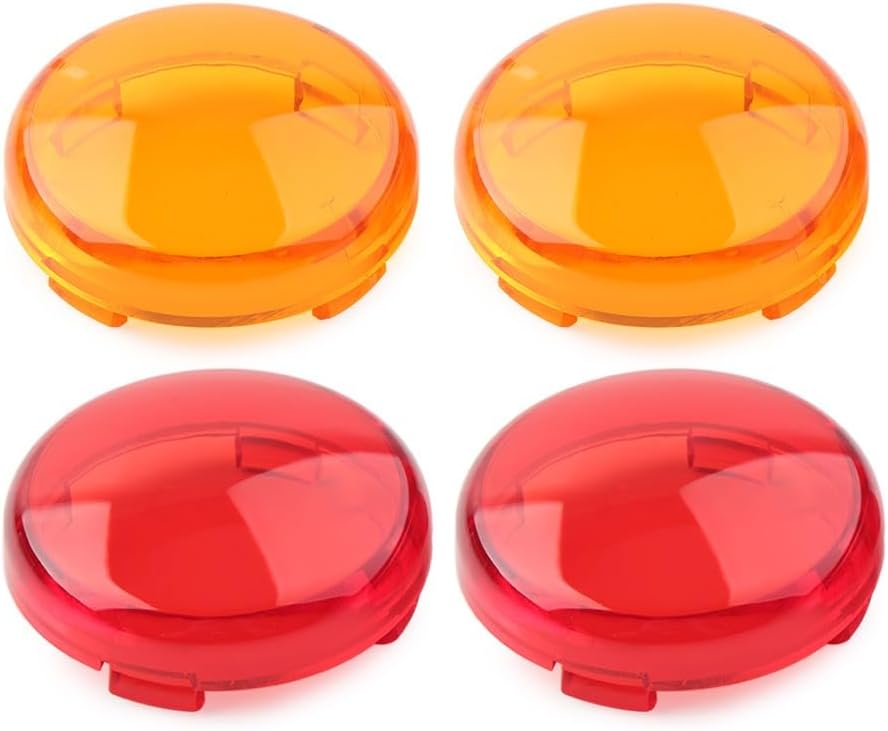 ya 13 9.15 baidi Turn Signal Light Cover Guard Amber+Red for Harley Touring Softail Dyna Fatboy